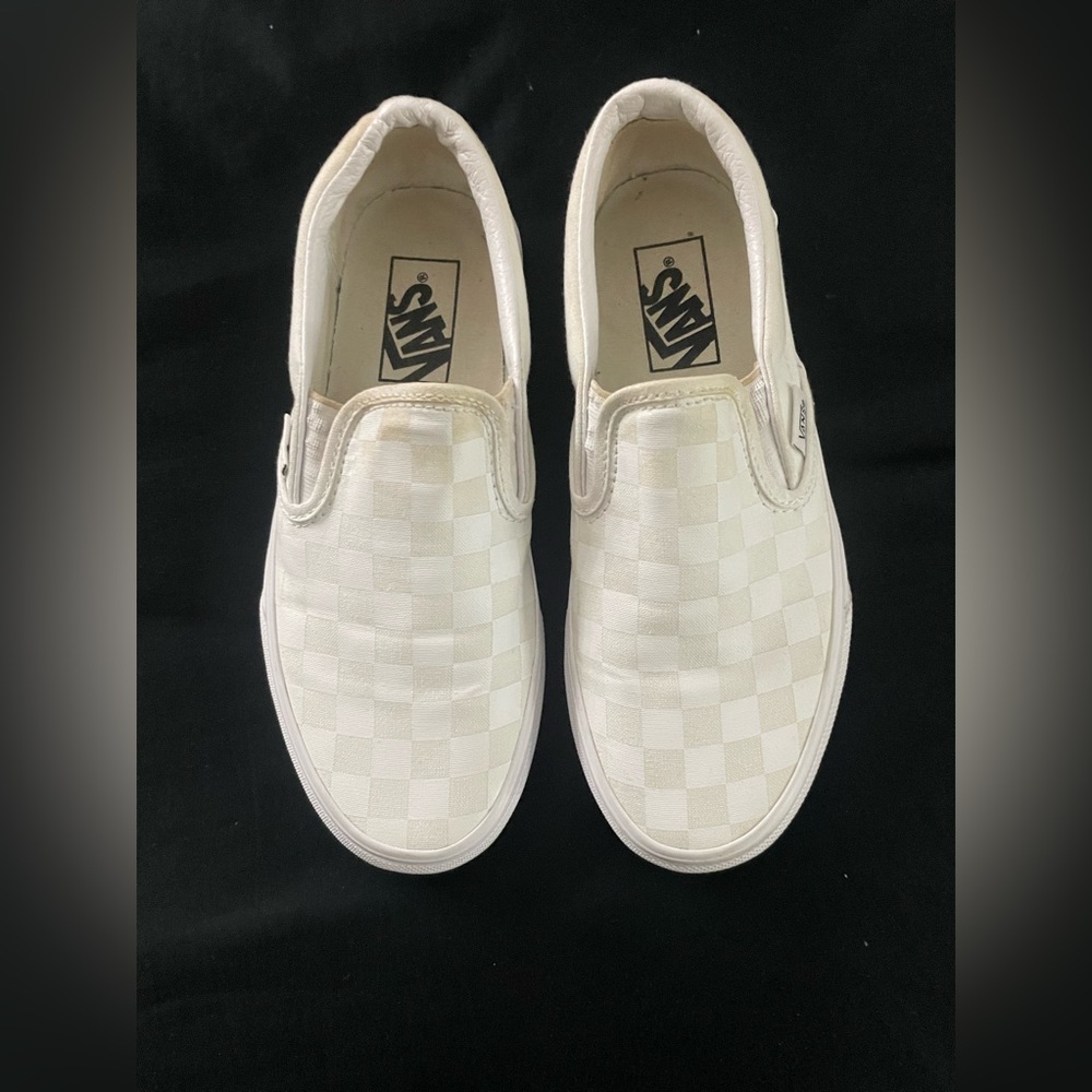 Vans white slip on shoes